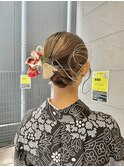 ヘアセット/タイトアレンジ/シニヨン/卒業式袴/水引き