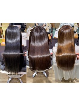 超高濃度水素ストレートで圧倒的な艶と柔らかさを◎髪を潰さない縮毛矯正は水素だけでしか味わえない。