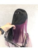インナーカラー、パープル、ブリーチ、エクステ