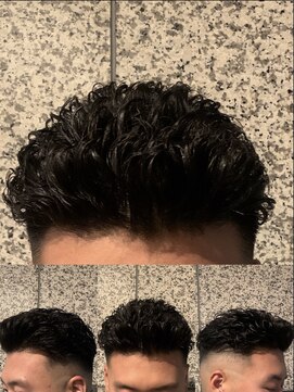 ヘアモード キクチ 銀座店 オールバックパーマ×スキンフェード