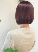 ピンクブラウン 切りっぱなし ミニボブ