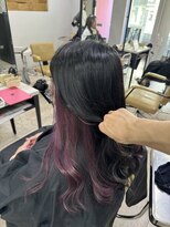 アジールヘア 所沢プロペ通り店(agir hair)&nbsp;ピンクパープルインナーカラーイメチェンシースルー前髪所沢韓国