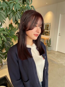 カイラ(KAILA) ロングスタイルぷつっと顔まわりカット暖色カラーボルドカラー