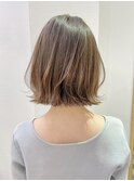 韓国風切りっぱなし小顔ボブ/黒髪地毛風カラー/博多