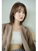 外ハネミディアム/透け感バング/マロンベージュ/30代40代50代