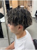 センターパート＋ツイストスパイラルパーマ