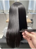 ダークグレーカラーと乾かすだけ縮毛矯正