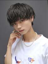 エイド 渋谷(aid)&nbsp;無造作メンズ束感マッシュショートレイヤー黒髪眉カット