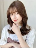 韓国ヘア顔周りレイヤー暗めミルクティーベージュグレージュ