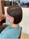ピンクベージュ/アンブレラカラー/クールショート/前髪/三鷹