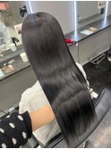 黒髪クラゲヘアー/オリーブグレー/小顔ココアベージュ