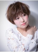暖色系カラーxくせ毛カットマッシュショートw戸頭20代30代40代