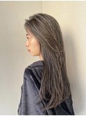 オリーブグレージュハイライト細めハイライト海外ヘア