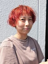 ケーオーエスビューティー(K O S beauty)&nbsp;ピンクレッド×オレンジ！ふんわりショート！