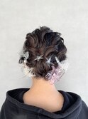 お呼ばれヘアセット　ミディアム
