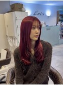 韓国風レイヤーカット×チェリーレッド