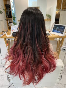 アントワープヘアー 知多半田駅前店(Antwerp hair) レッド系バレイヤージュ風カラー