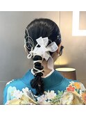 成人式ヘア　編みおろしヘア