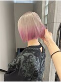 ホワイトピンク ルーツカラー デザインカラー ケアブリーチ