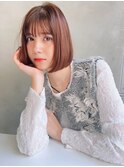 ACE 横浜 赤みブラウン×ストレートボブ