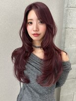 シーク 天神(SEEK)&nbsp;松尾菫菜/ボルドーカラー/レイヤーカット/ブリーチ/韓国ヘア