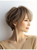 白髪染め白髪ぼかしカラー似合わせショートボブ40代50代60代♪