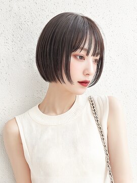 カバーヘア ブリス 上尾西口店(COVER HAIR bliss) 切りっぱなしボブ/ダークアッシュ/小顔似合わせカットp上尾