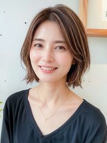 アムール稲田堤(amour)&nbsp;髪質改善透明感カラーアッシュグレージュ外ハネボブ小顔夏カラー