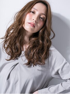 カバーヘア ブリス 上尾西口店(COVER HAIR bliss) ウェーブパーマのアシンメトリー小顔ロングv上尾20代30代40代