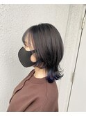 似合わせカットウルフ×インナーカラー/ブルー/ケアブリーチ