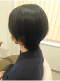 マッシュウルフ/ボブ/アッシュブラック/くびれレイヤー/外ハネ