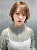 韓国風レイヤーボブ/外ハネボブ/前髪/ベージュブラウン[仙台]