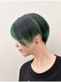 ボーイズショート　ブラック×グリーン