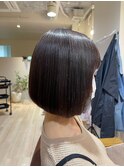 20代30代ナチュラル丸みボブ毛先パーマ艶感地毛風カラー