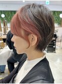 ショートボブ/白髪ぼかし/前髪