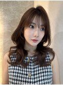 髪質改善縮毛矯正レイヤーカット顔周り前髪韓国ミニウルフ/銀座