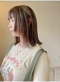 外ハネミディアムの顔周りレイヤー/アンブレラカラー/姫カット