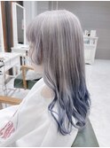 姫カット/ホワイトアッシュグレージュカット