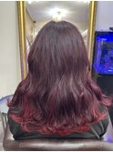 ボルドーグラデーション×レッドインナーカラー