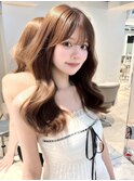 レイヤーカット/顔周りカット/チョコベージュ/大人ガーリー