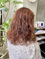 テトヘアー(teto hair) パーマ　赤毛　強め　オレンジ　カラー　ミディアム　セミロング