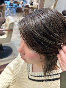 アンユヘアー 与野駅前店(unu.hair) 30代40代50代与野/艶髪オリーブカラーハイライト/オリーブカラー