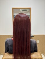 キュウ トゴシコウエン(CUE TOGOSHI-KOEN)&nbsp;レッド系カラーリング/ブリーチ無し/ダブルカラー/艶感カラー