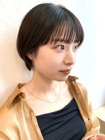 ノラ ギンザ(NORA GINZA)&nbsp;丸みショートマッシュコンパクト黒髪ベージュショート前髪あり