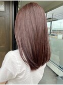 グレージュ切りっぱなしボブ前髪ありミニボブミルクティベージュ
