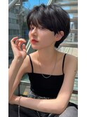 大人可愛い20代30代40代黒髪前下がりショートボブ丸みショート◎
