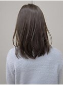 ブリーチなしロングレイヤーボブダブルカラー春カラーグレージュ
