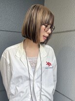 ヘアーアイストゥーレ(HAIR ICI TRE)&nbsp;デザインカラー　ぷつっとボブ　ブリーチカラー　夏カラー
