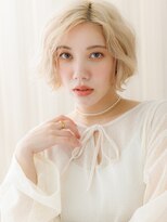 カバーヘア ブリス 川口(COVER HAIR bliss) アップバング金髪ダブルカラーブロンドワンレンボブ10代20代X