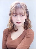 ツインくるりんぱ_ハイライトカラーセミウェットウェーブ_47402